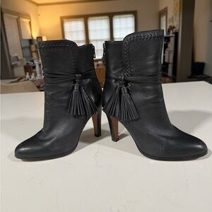 Coach Black Heeled Boots with Tassels